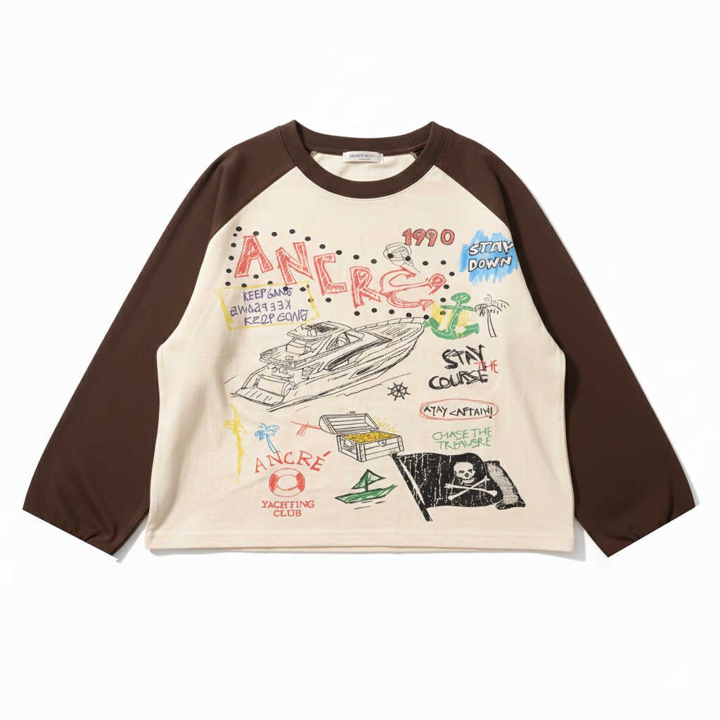 "Yacht Sketch" Vintage Long sleeve