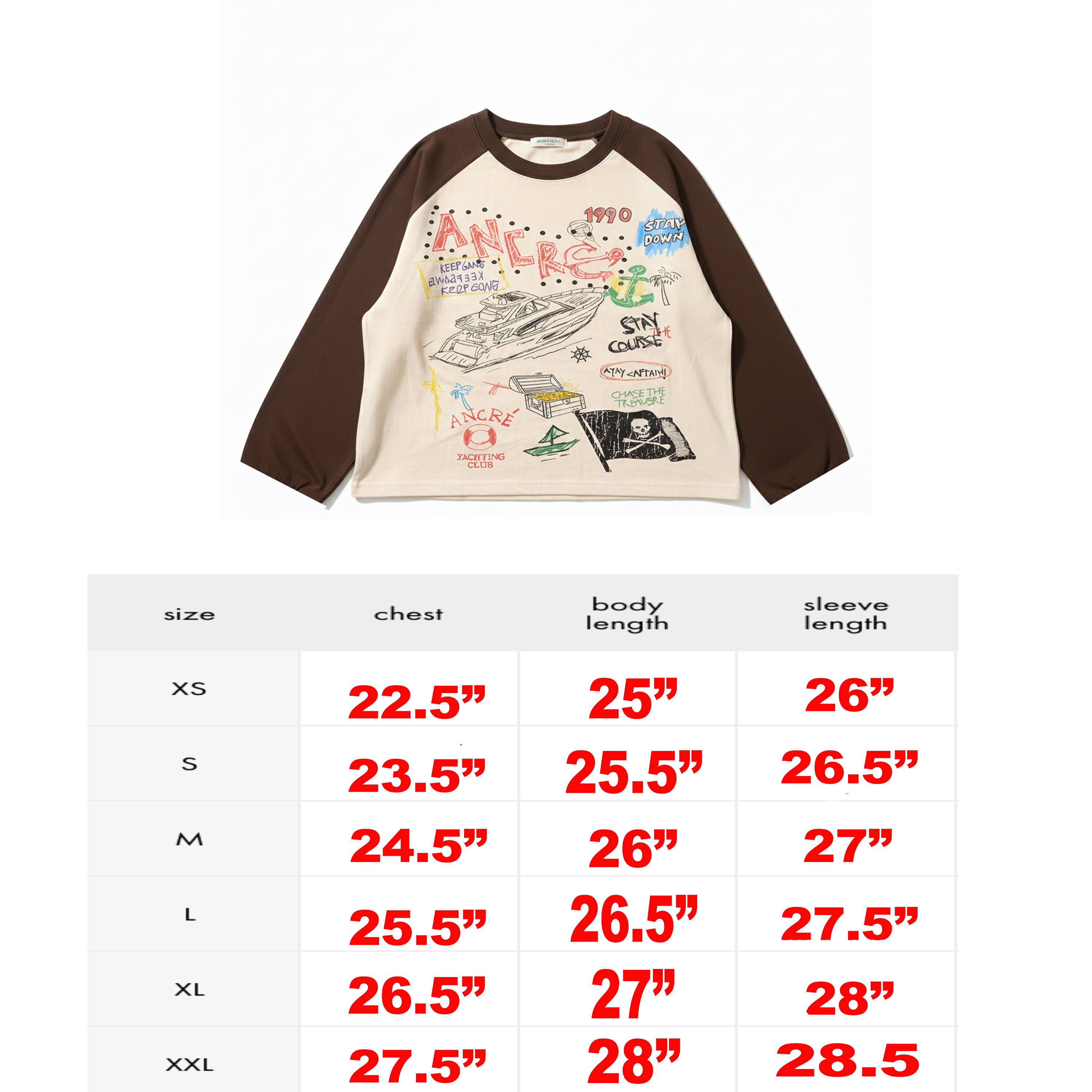 "Yacht Sketch" Vintage Long sleeve